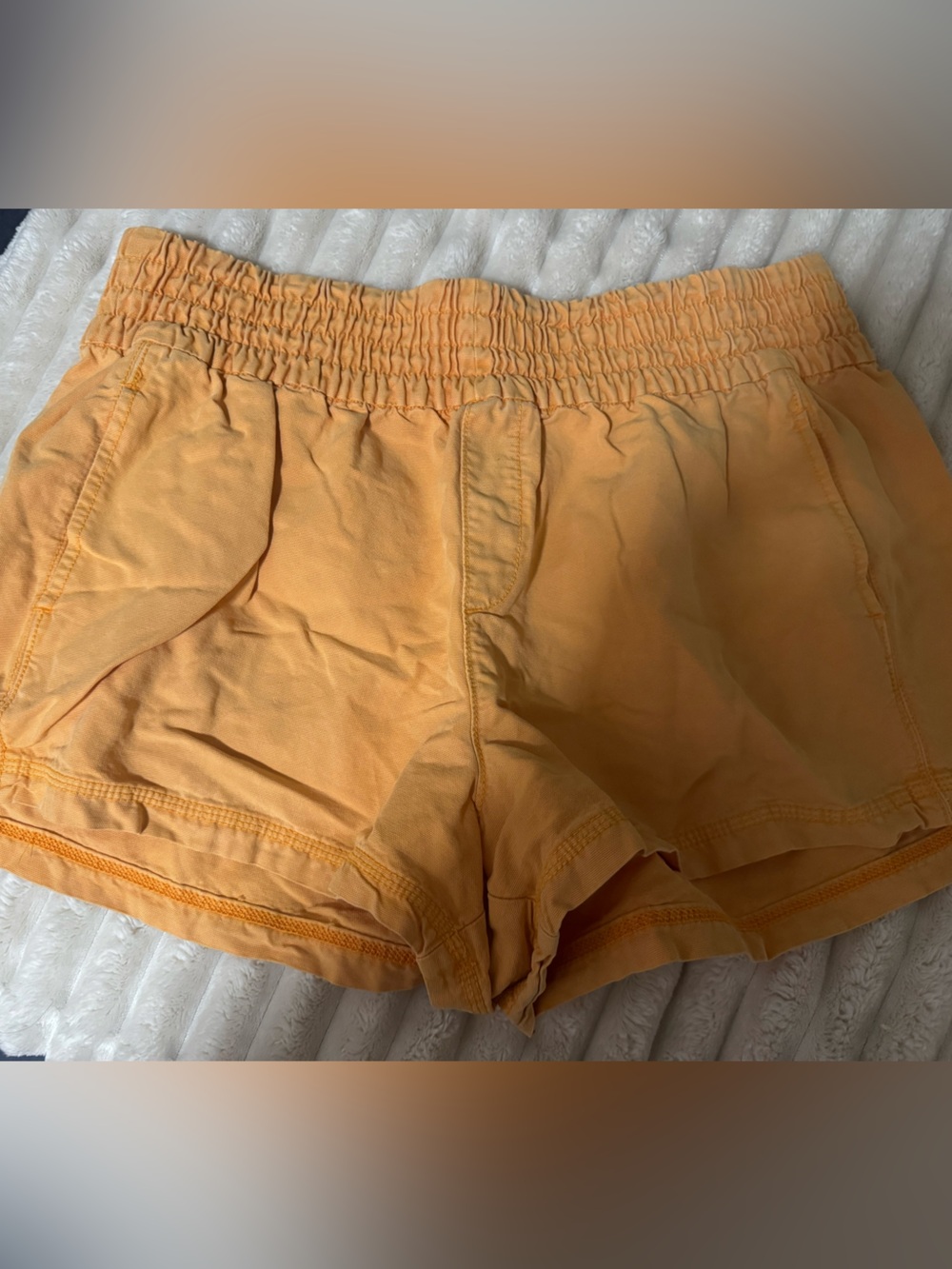 aerie Light Orange Elastic-Waist Cargo Shorts